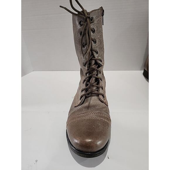 Steve Madden Leather Womens Troopa Combat Boot Size 8.5 Taupe Lace Up - Picture 6 of 14